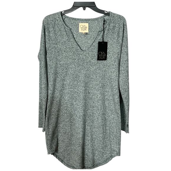 Chaser Long Sleeve Tunic Green V Neck with‎ Thumb holes Small - Picture 1 of 4